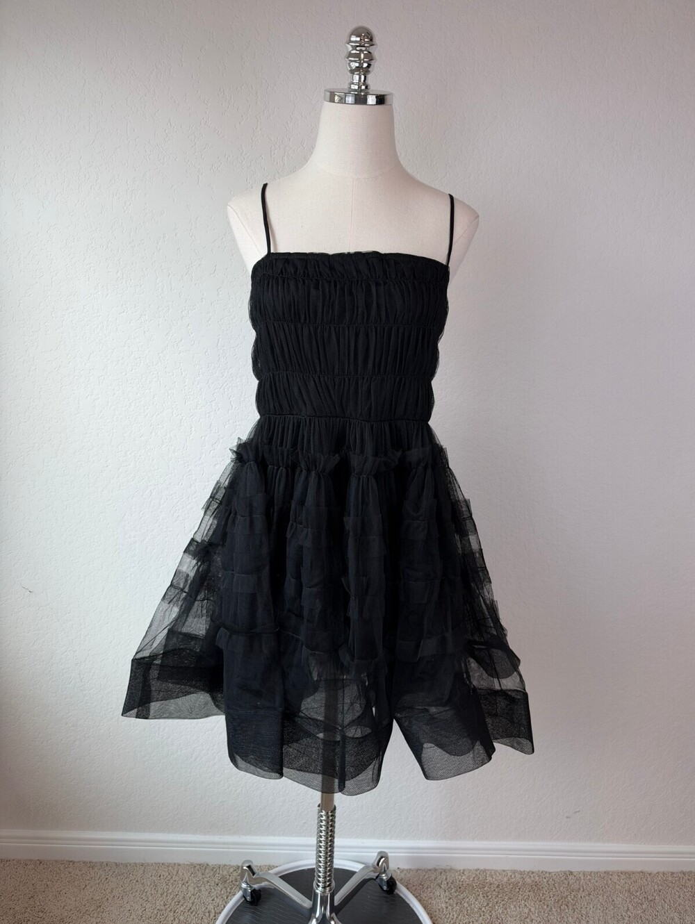 Fashion Nova Black Tulle Sleeveless Mini Dress size Large Gothic